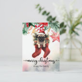 Pug Dog Christmas thema Briefkaart (Staand voorkant)