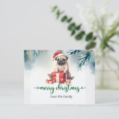 Pug Dog Christmas thema Briefkaart (Staand voorkant)