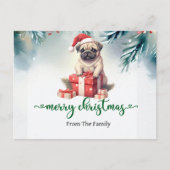 Pug Dog Christmas thema Briefkaart (Voorkant)