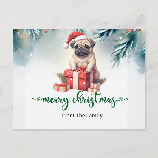 Pug Dog Christmas thema Briefkaart (Voorkant)