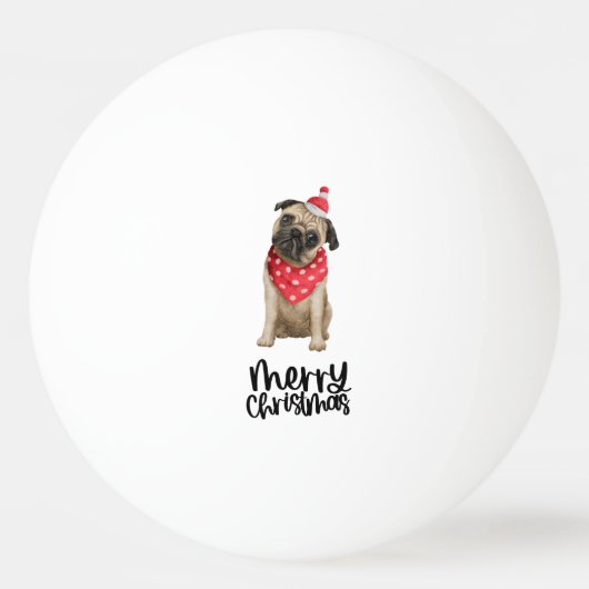 Pug Dog Christmas themed  Pingpongbal (Voorkant)