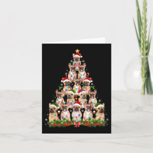 Pug Dog Christmas Tree Lights Funny Xmas Mannen Vr Kaart
