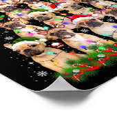 Pug Dog Christmas Tree Lights Funny Xmas Mannen Vr Poster (Hoek)