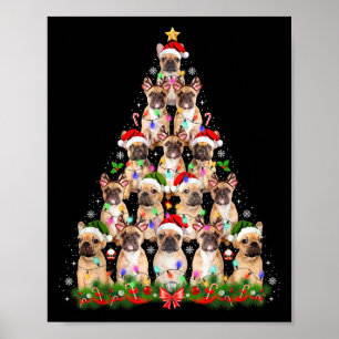 Pug Dog Christmas Tree Lights Funny Xmas Mannen Vr Poster