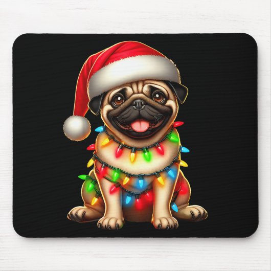 Pug Dog Christmas Tree Lights Santa Xmas Pajama Do Muismat (Voorkant)