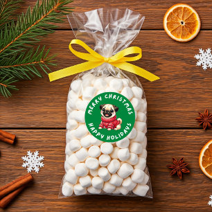 Pug Dog Christmas voor geschenken Cadeaus Ronde Sticker