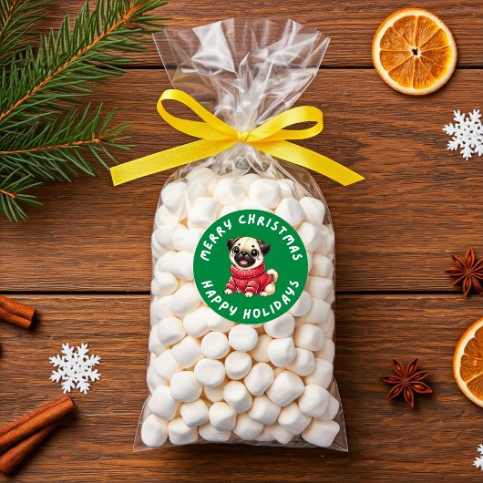 Pug Dog Christmas voor geschenken Cadeaus Ronde Sticker