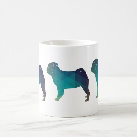 Pug Dog Colorful Geometric Pattern Silhouette Koffiemok (Center)