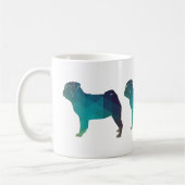 Pug Dog Colorful Geometric Pattern Silhouette Koffiemok (Links)
