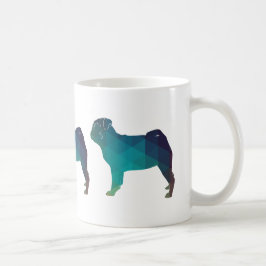 Pug Dog Colorful Geometric Pattern Silhouette Koffiemok
