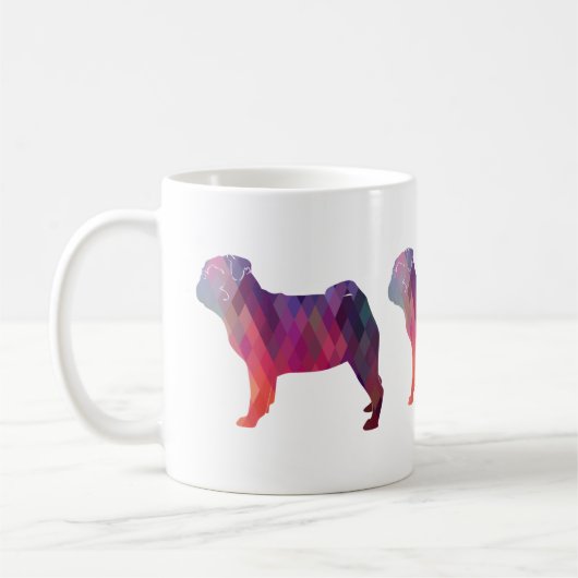 Pug Dog Colorful Geometric Pattern Silhouette Koffiemok (Links)