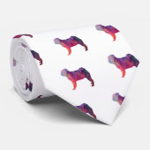 Pug Dog Colorful Geometric Pattern Silhouette Stropdas (Opgerold)