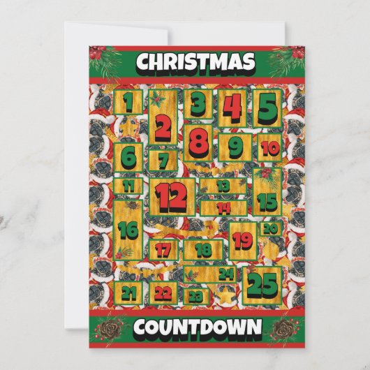 Pug Dog Counting met Kerstmis Advent Calendar Feestdagenkaart (Voorkant)