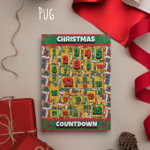Pug Dog Counting met Kerstmis Advent Calendar Feestdagenkaart