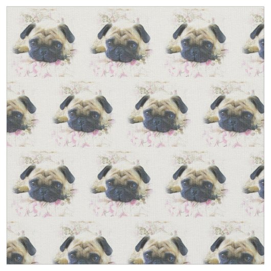 Pug Dog Custom Fabric Stof (Close Up)