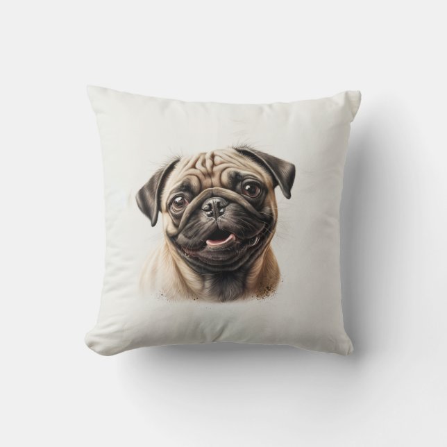 Pug Dog Custom Foto Gepersonaliseerd Kussen (Voorkant)