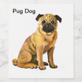 Pug Dog Cute Pet Wijn Etiket (Enkel label)