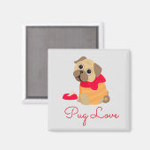 Pug dog Cute pug dierenvriend Magneet (Voorkant / Achterkant)