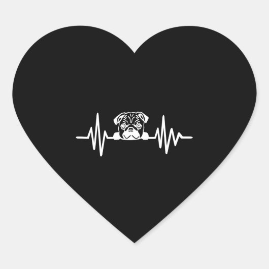 Pug Dog | Cute Pug Face Hart Sticker (Voorkant)
