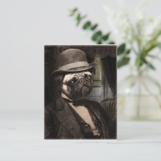 Pug Dog Dapper Gent Briefkaart (Staand voorkant)