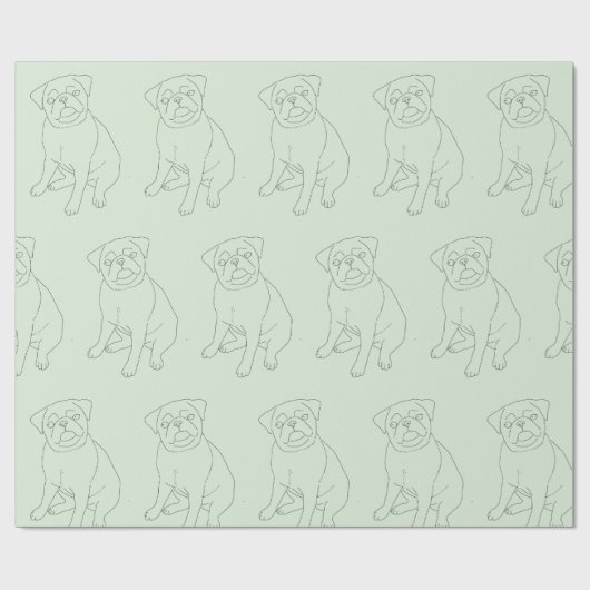Pug Dog Decorated Wrapping Paper Cadeaupapier (Vlak)