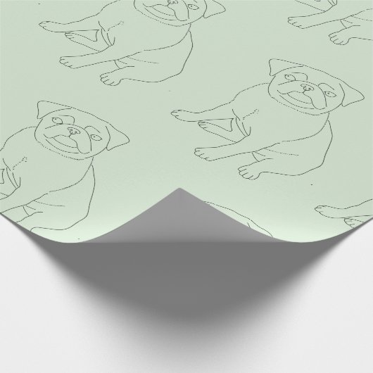 Pug Dog Decorated Wrapping Paper Cadeaupapier (Hoek)