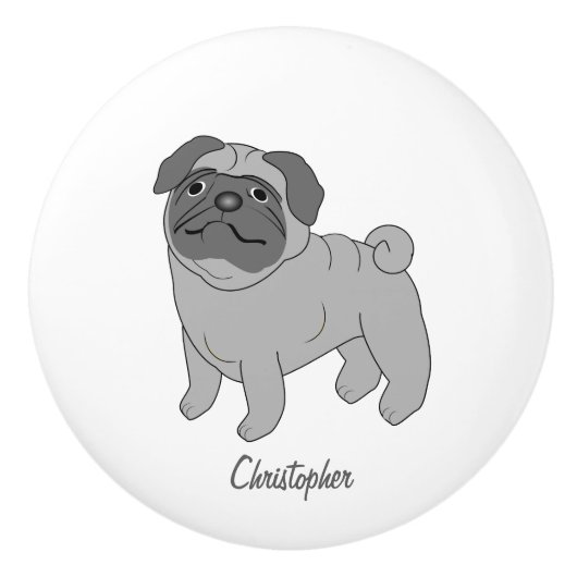 Pug Dog Design gepersonaliseerd Keramische Knop (Voorkant)