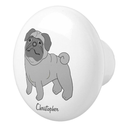 Pug Dog Design gepersonaliseerd Keramische Knop (Rechts)