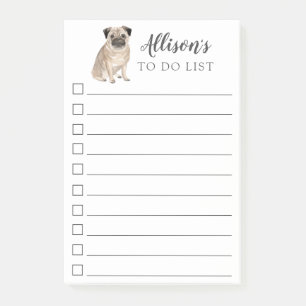 Pug Dog die aan lijst wordt gepersonaliseerd Post-it® Notes