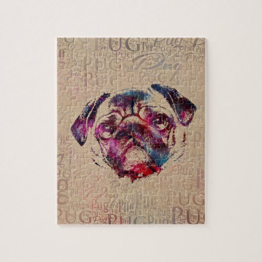 Pug dog Digital Art Legpuzzel (Verticaal)