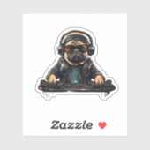Pug dog dj, Muziekliefhebber, Hondenliefhebber, Pu Sticker (Vel)