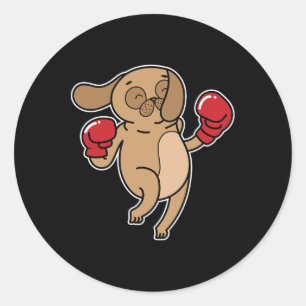 Pug Dog doet aan boksen Ronde Sticker