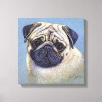 Pug Dog Drawing door Glenda S. Harlan Canvas Afdruk