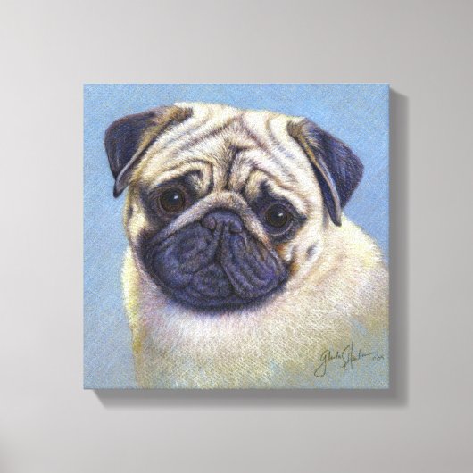 Pug Dog Drawing door Glenda S. Harlan Canvas Afdruk (Voorkant)