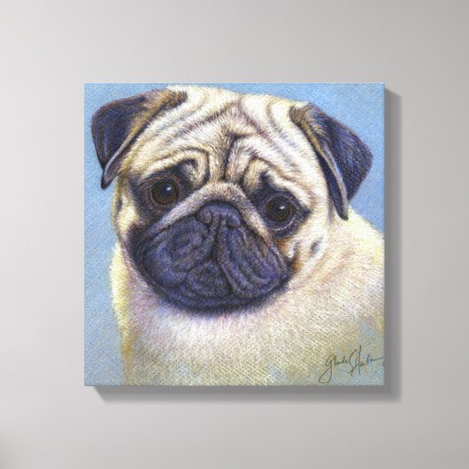 Pug Dog Drawing door Glenda S. Harlan Canvas Afdruk (Voorkant)