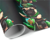 Pug Dog Driving Bike St. Patrick's Day Cadeaupapier (Rol Hoek)