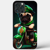 Pug Dog Driving Bike St. Patrick's Day Case-Mate iPhone Case (Achterkant)