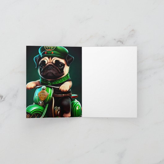 Pug Dog Driving Bike St. Patrick's Day Kaart (Binnen)
