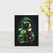 Pug Dog Driving Bike St. Patrick's Day Kaart (Gele Bloem)