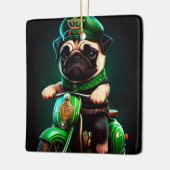 Pug Dog Driving Bike St. Patrick's Day Keramisch Ornament (Links)