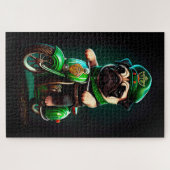 Pug Dog Driving Bike St. Patrick's Day Legpuzzel (Horizontaal)