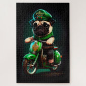 Pug Dog Driving Bike St. Patrick's Day Legpuzzel (Verticaal)