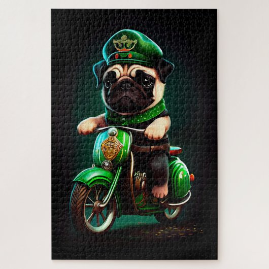 Pug Dog Driving Bike St. Patrick's Day Legpuzzel (Verticaal)