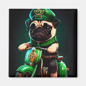 Pug Dog Driving Bike St. Patrick's Day Magneet (Voorkant)
