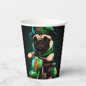 Pug Dog Driving Bike St. Patrick's Day Papieren Bekers (Achterkant)