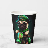 Pug Dog Driving Bike St. Patrick's Day Papieren Bekers (Voorkant)