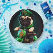 Pug Dog Driving Bike St. Patrick's Day Papieren Bordje (Feest)