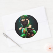 Pug Dog Driving Bike St. Patrick's Day Ronde Sticker (Envelop)