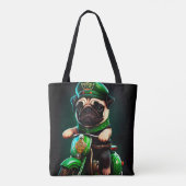 Pug Dog Driving Bike St. Patrick's Day Tote Bag (Achterkant)