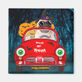 Pug Dog Driving Car Scary Halloween Magneet (Voorkant)
